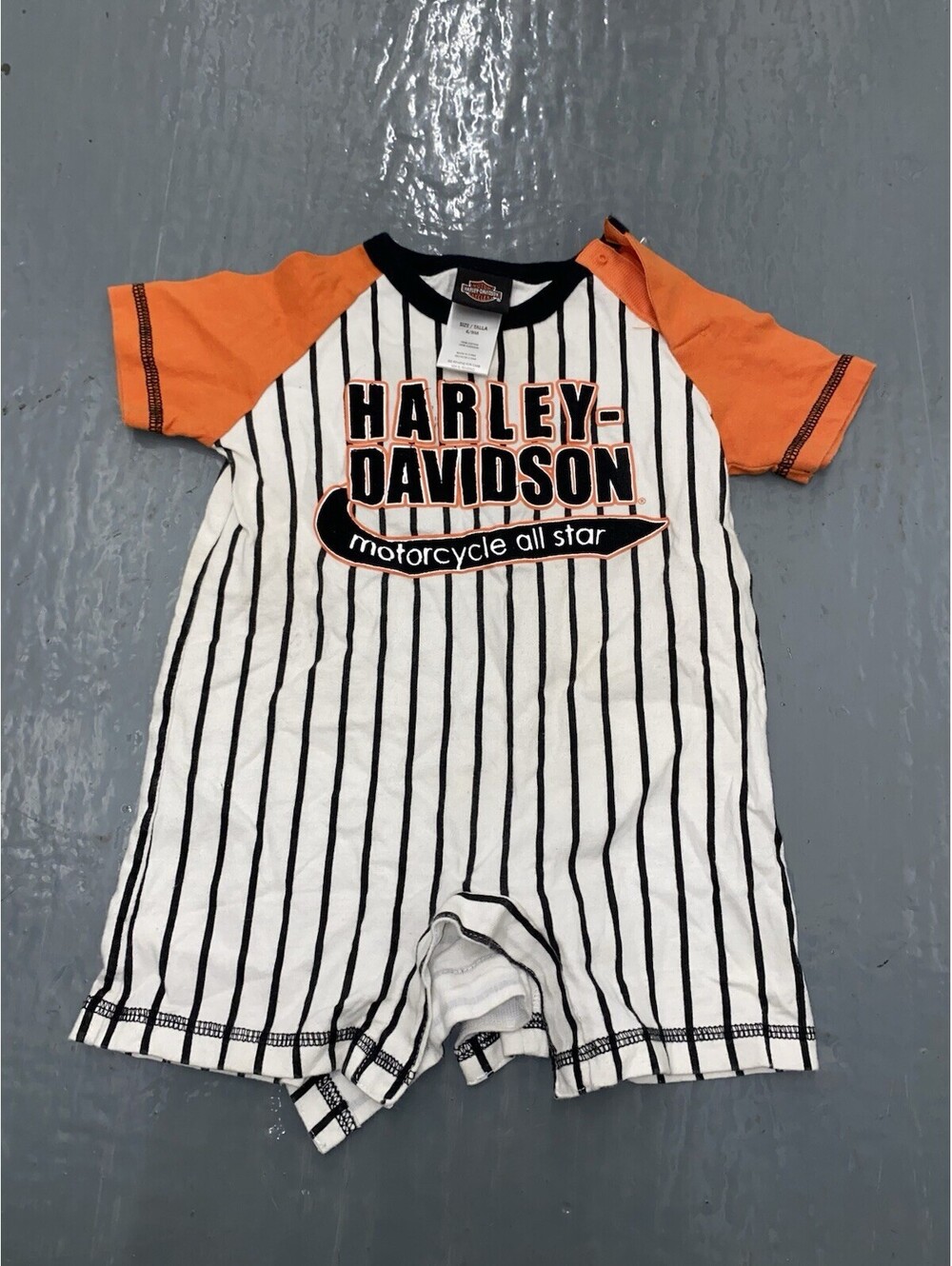 Harley Davidson One Piece Striped Romper 3-6 Months Vintage Baby Clothes